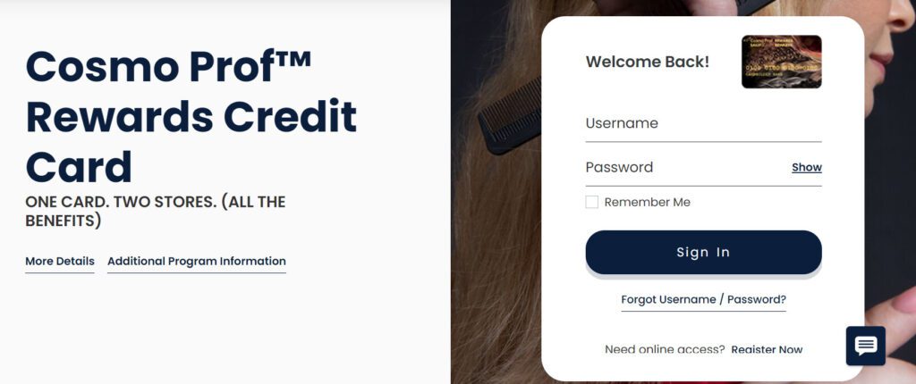 login with my Cosmoprof credit card